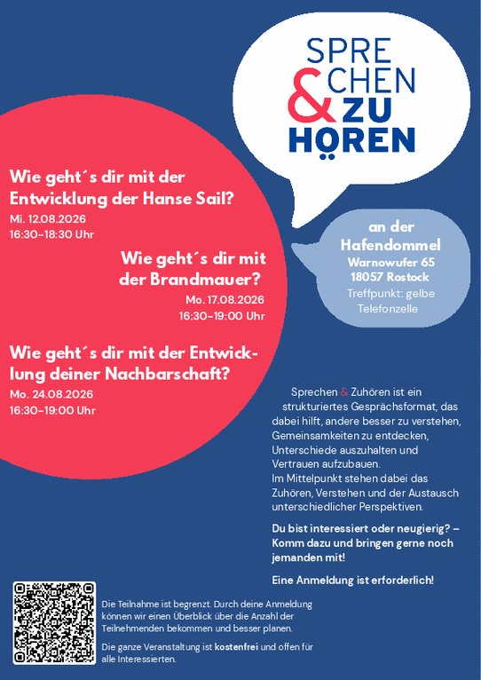 Bild zur Veranstaltung Sprechen & Zuhören: Wie geht es dir mit der Entwicklung der Hanse Sail?